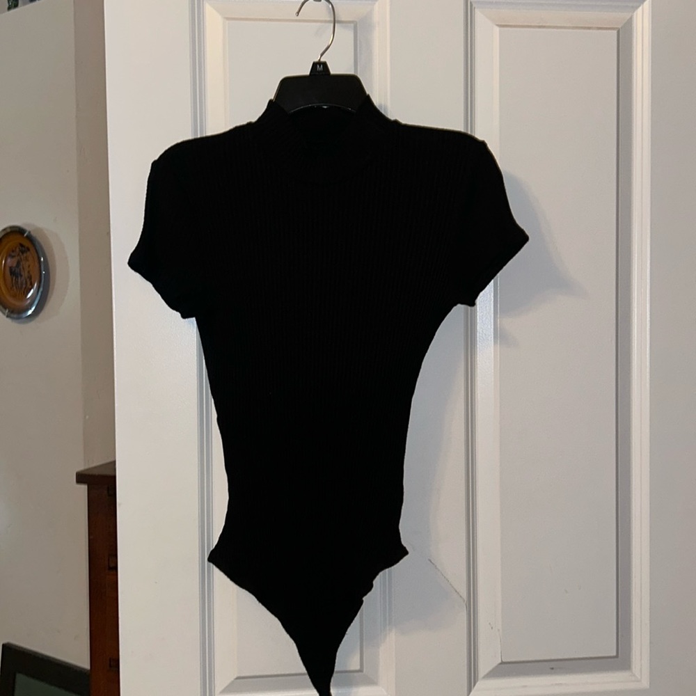 ME to WE black short sleeve body suit.